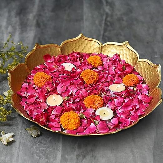 Metal hammered Lotus Urli Bowl