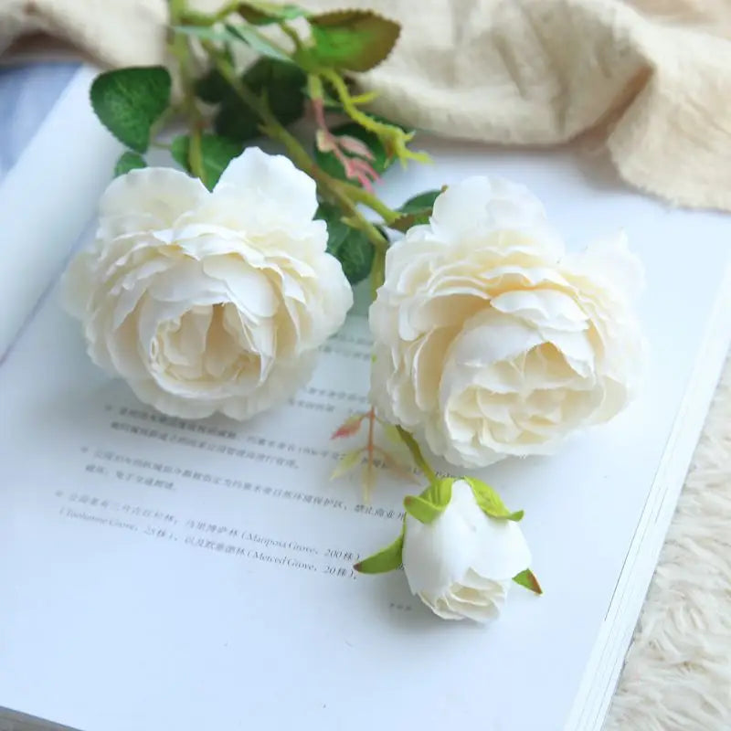 3 Headed Silk Peony Rose