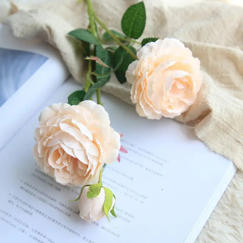 3 Headed Silk Peony Rose