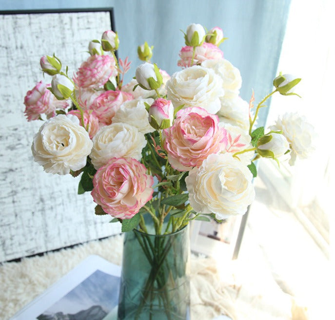 3 Headed Silk Peony Rose