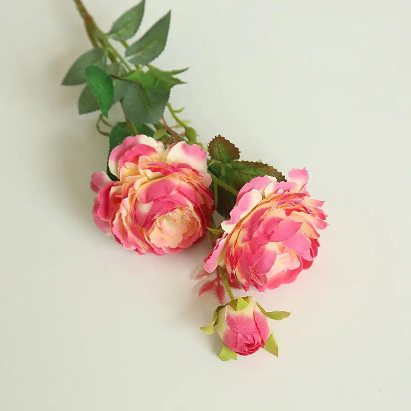3 Headed Silk Peony Rose