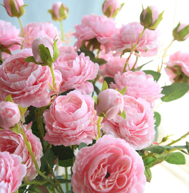 3 Headed Silk Peony Rose